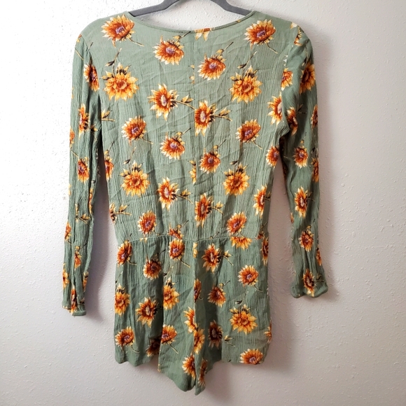 Forever 21 Sunflower Short Romper Long Sleeves - Picture 2 of 5